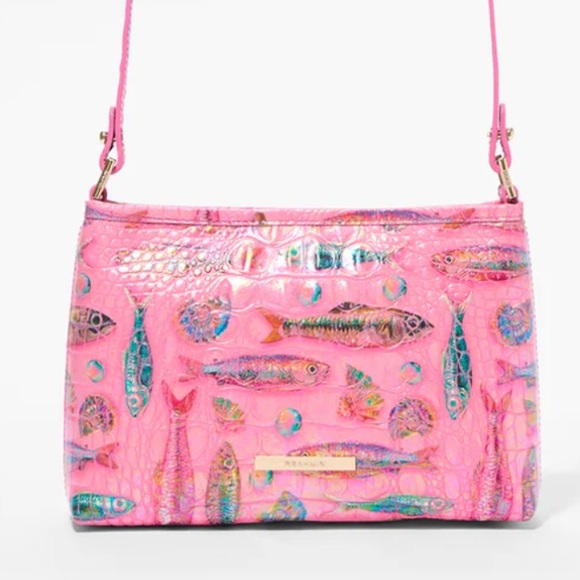 Brahmin Handbags - BRAHMIN Pink Sardine Crossbody Limited Edition glossy Melbourne croc embossed